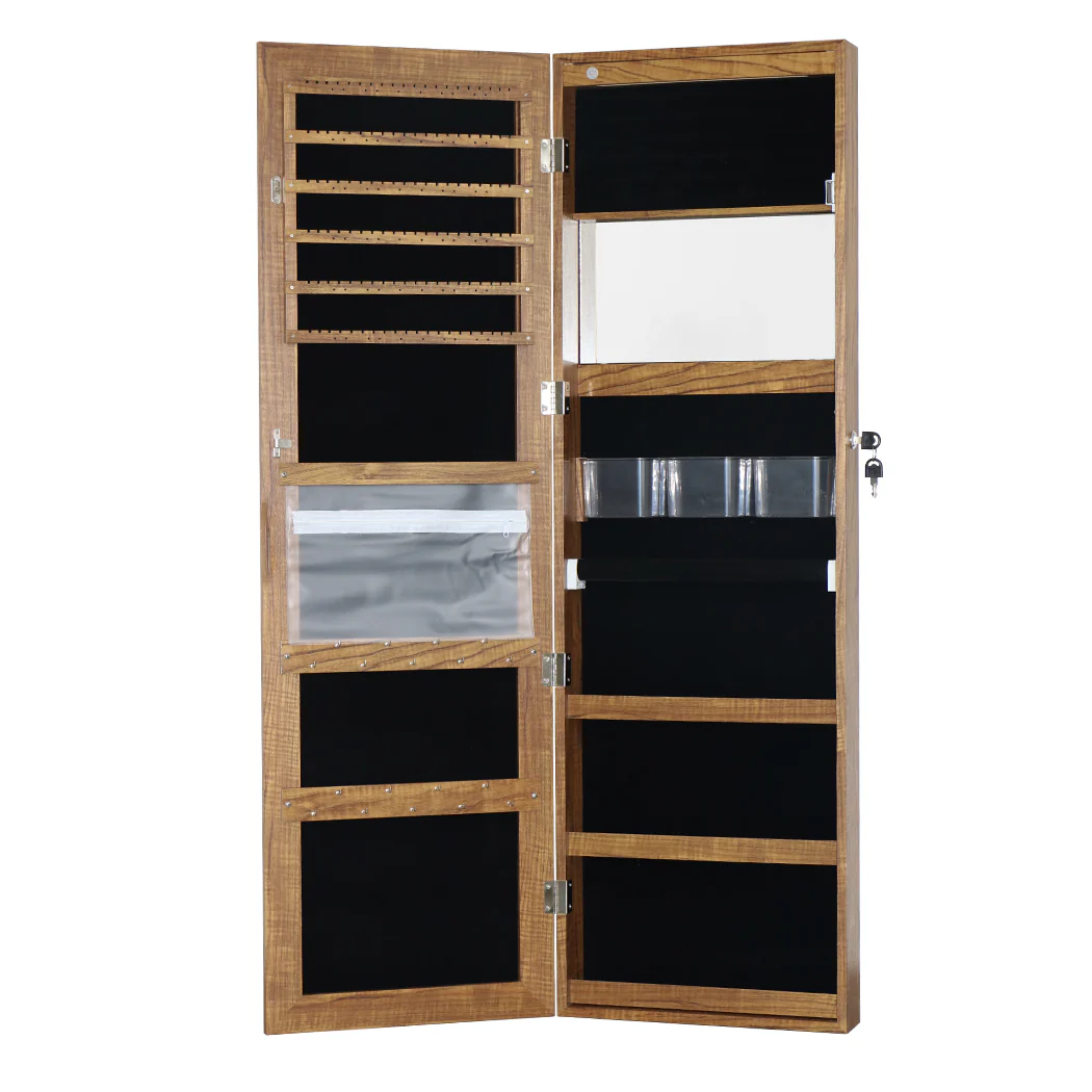 Full Length-Dressing Mirror Jewellery Cabinet LED Makeup Storage Box - Nurns