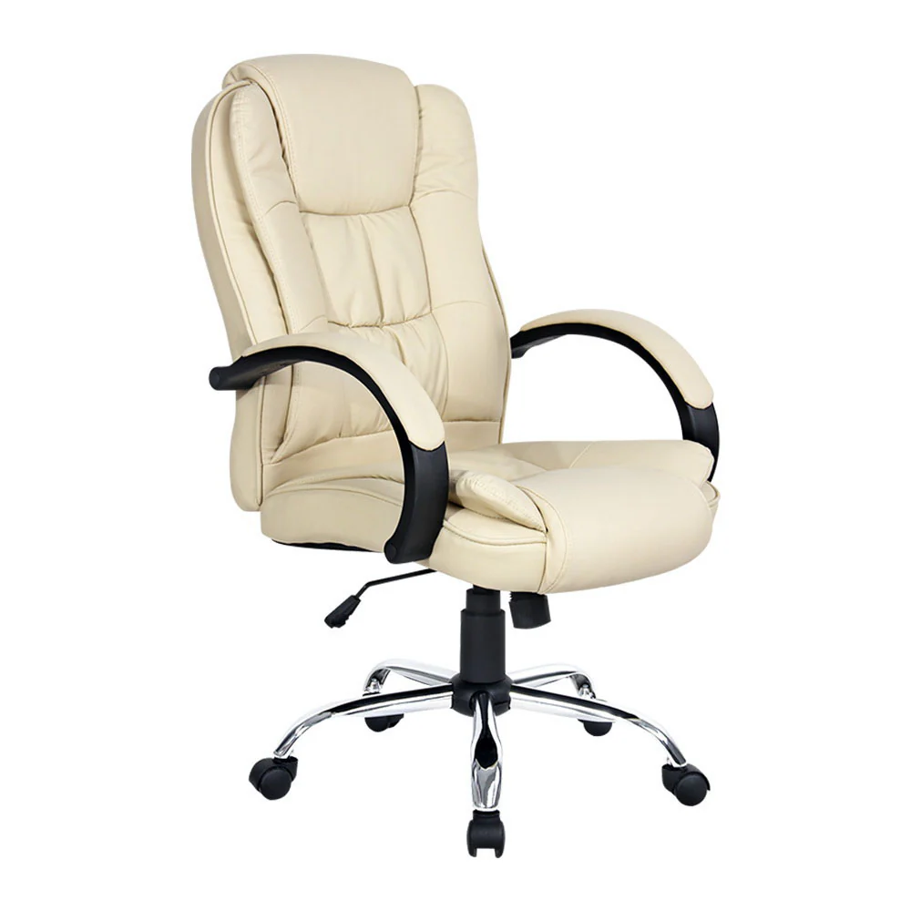 Artiss Executive Office Chair Leather Tilt Beige - Nurns