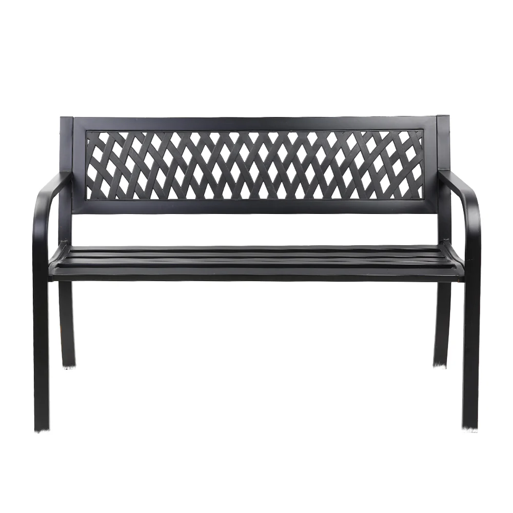 Calliope Steel Modern Garden Bench - Black - Nurns