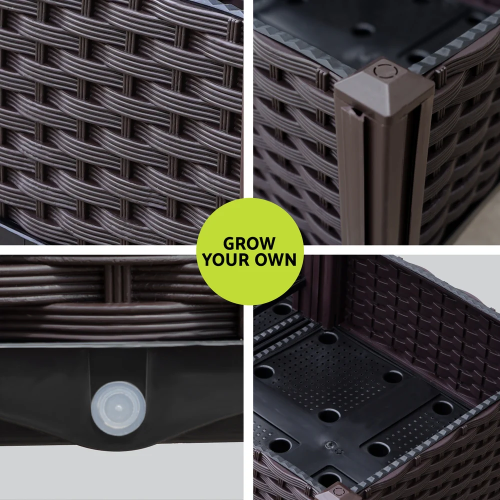 Garden Bed 120x40x36cm PP Planter Box Raised Container Growing Herb - Nurns