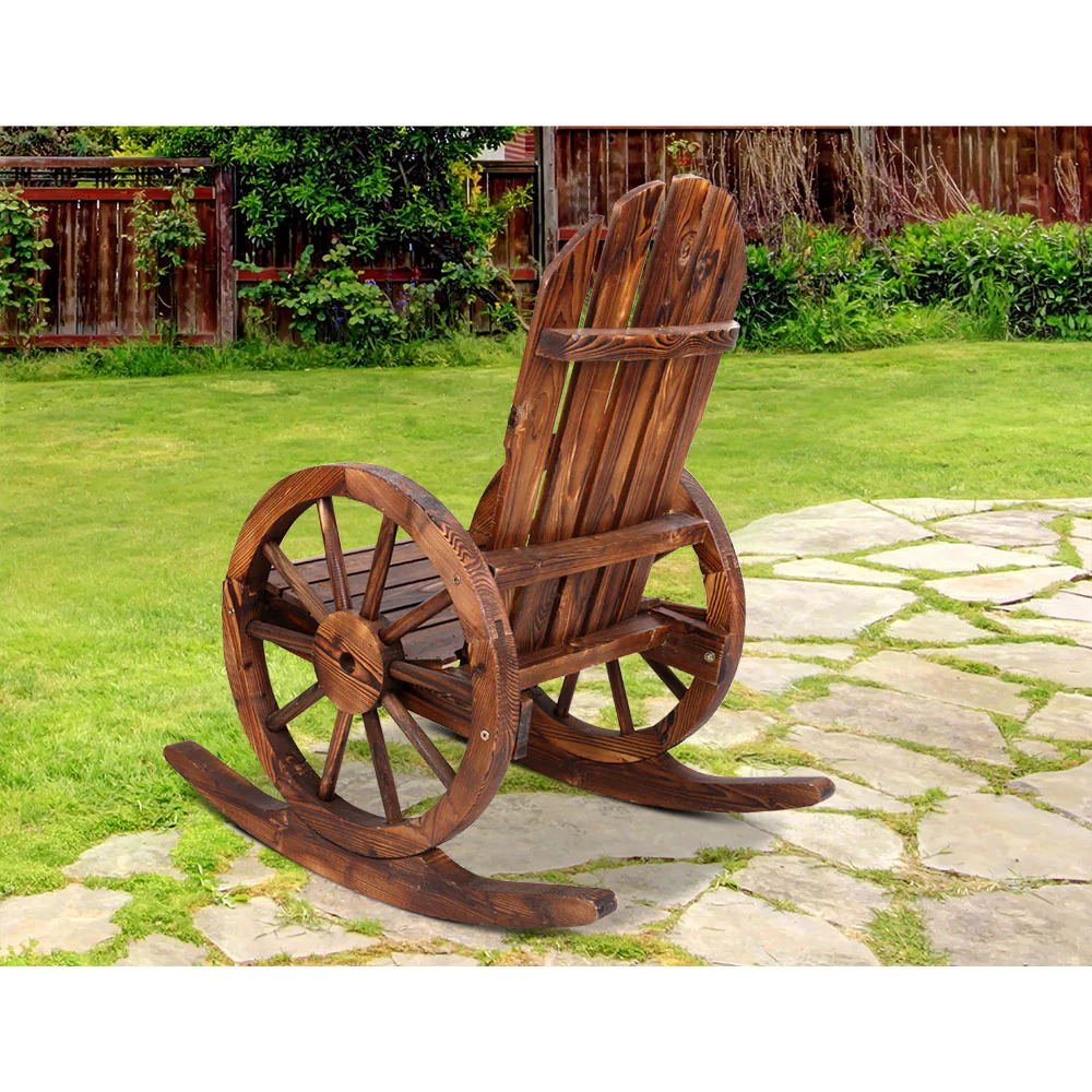 Wagon Wheels Rocking Chair - Brown - Nurns