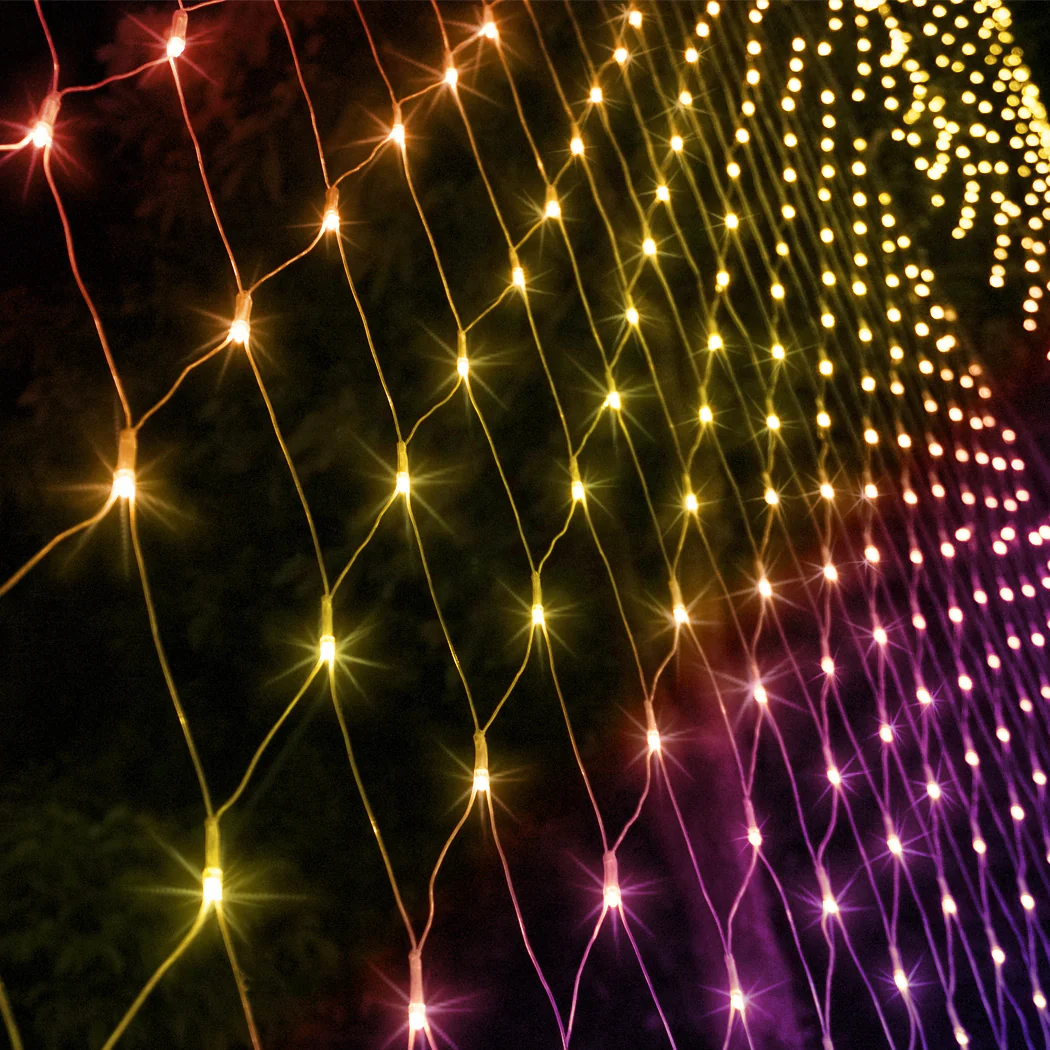 Multicoloured 300LED Christmas Net Lights Mesh String Fairy Light Party Wedding - Nurns
