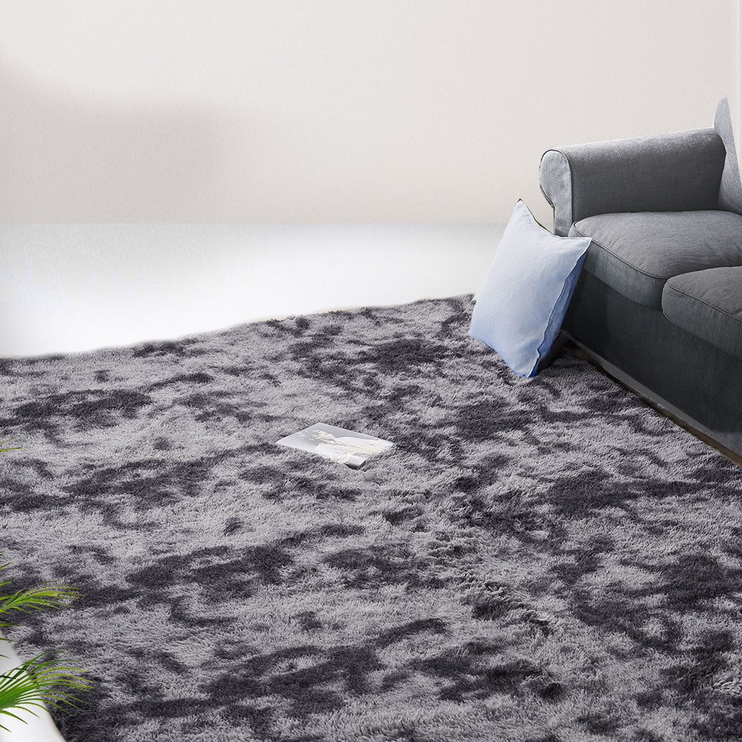 Caden 200x230 Floor Rug Shaggy Soft Large Area Rugs Tie-Dyed - Midnight City - Nurns