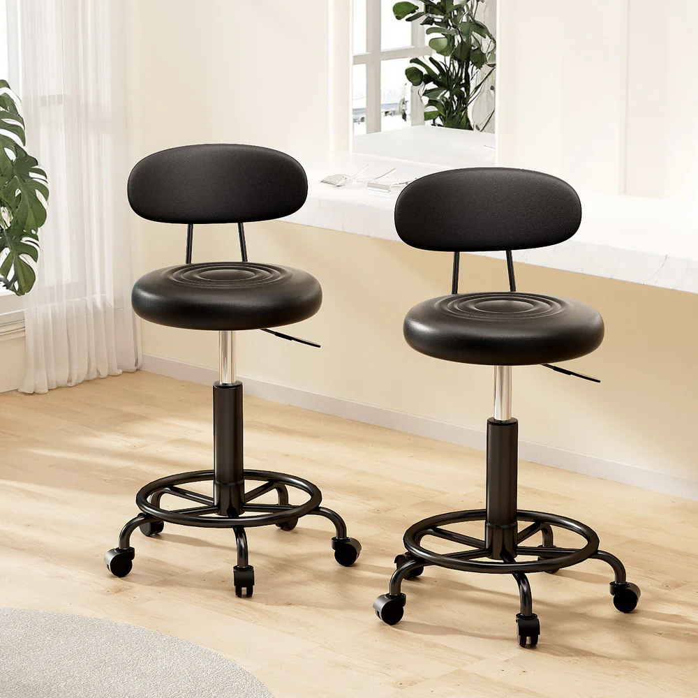 Set of 2 Salon Stool Swivel Chair Backrest - Nurns