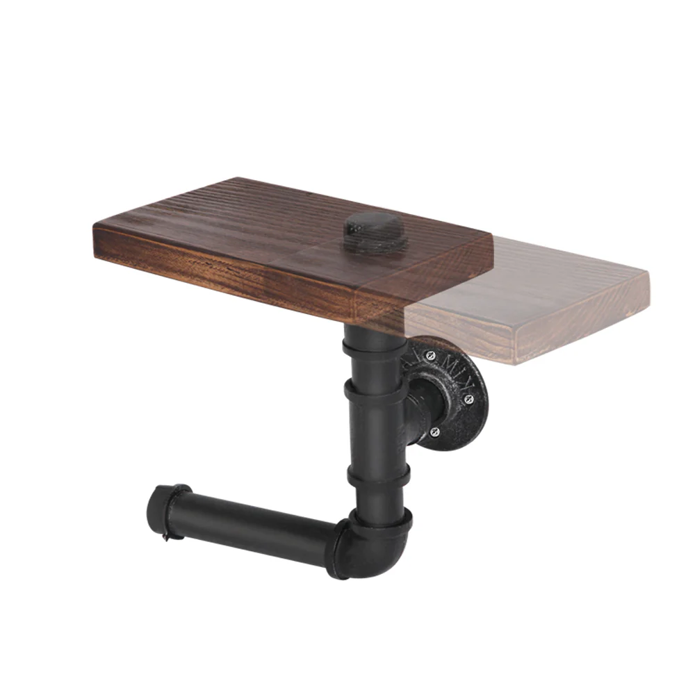 Artiss Floating DIY Pipe Shelf Toilet Paper Holder - Nurns