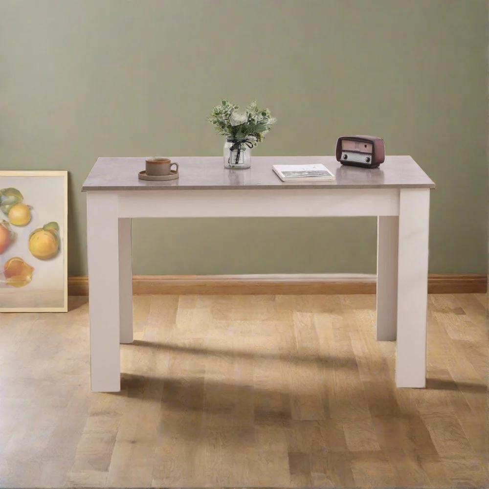Dining Table Rectangular Wooden 120M - Grey & White - Nurns
