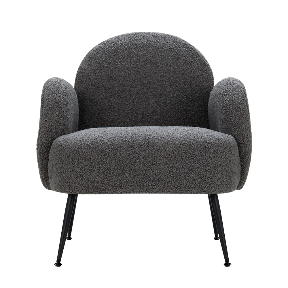 Mariana Accent Sherpa Bouclé Lounge Armchair - Charcoal - Nurns