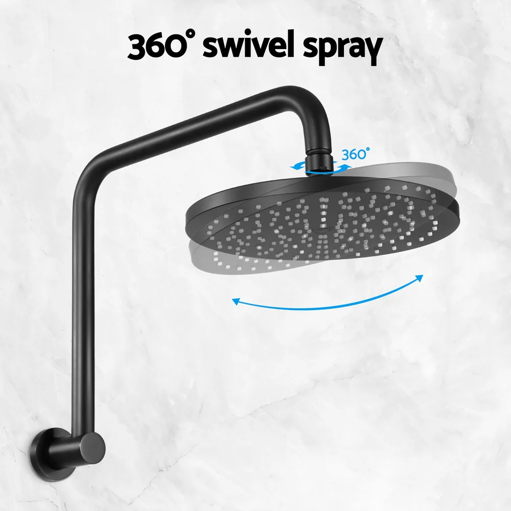 9'' Rain Shower Head Overhead High-pressure Swivel - Black - Nurns