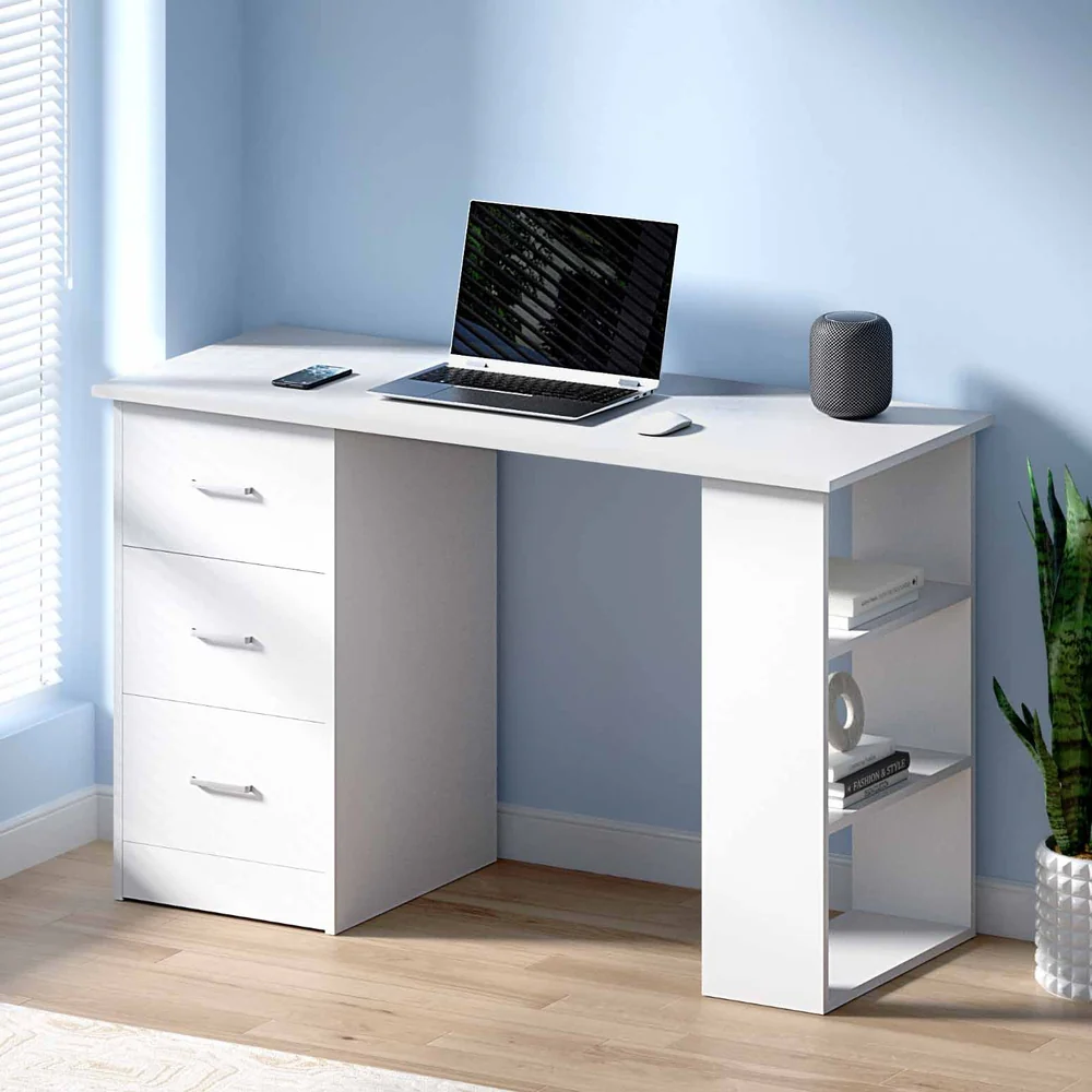 Artiss Computer Desk Drawer Shelf Cabinet White 120cm - Nurns