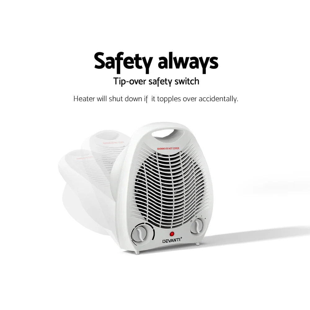 Electric Fan Heater 2000W - White - Nurns