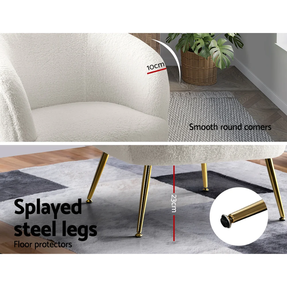 Macy Accent Sherpa Bouclé Lounge Armchair - White - Nurns