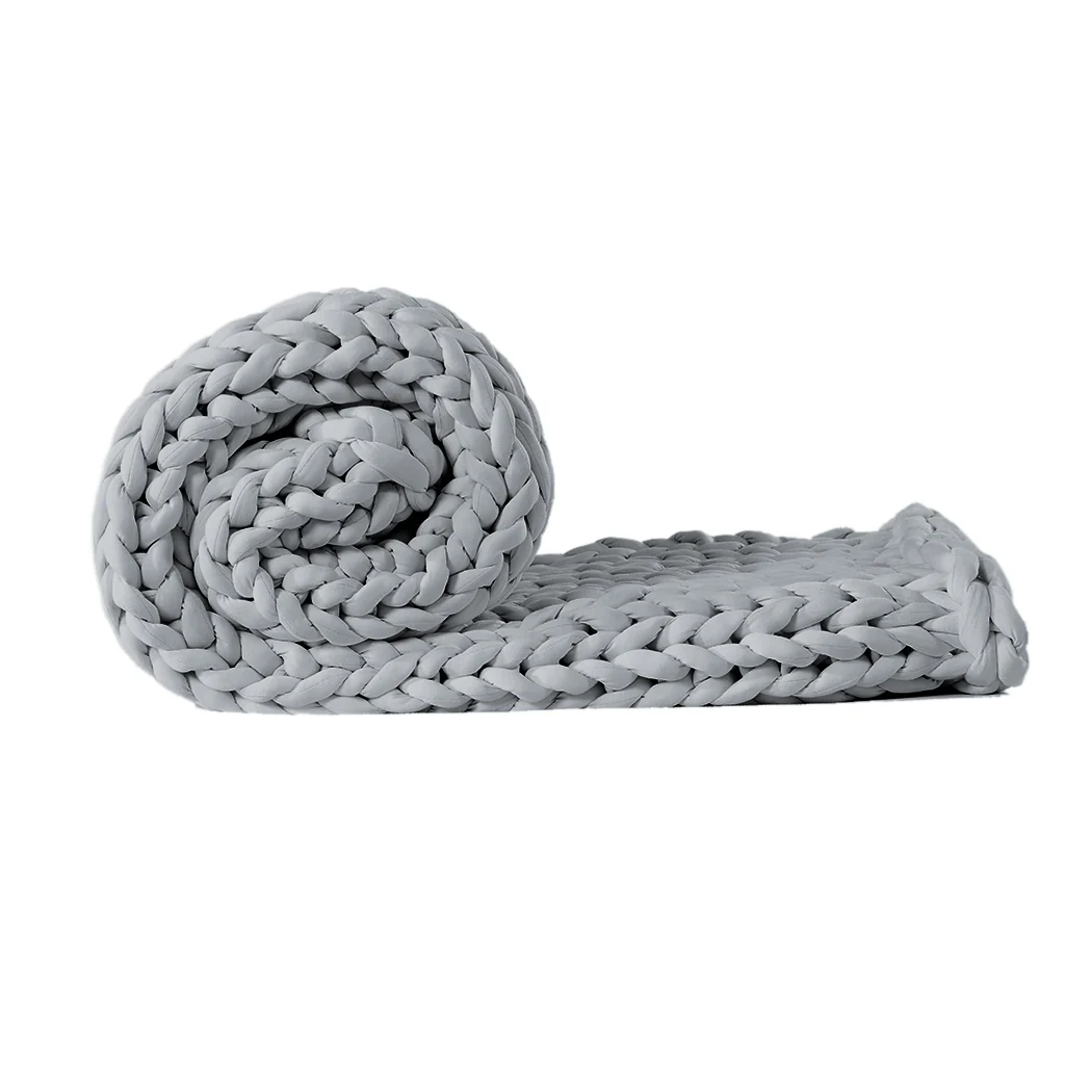 Whimsy Weighted Soft Blanket Knitted Chunky Bulky Knit 3KG - Grey - Nurns