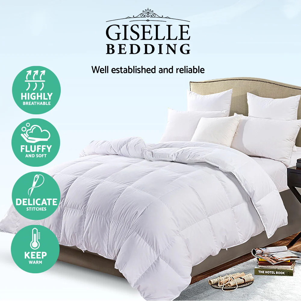 Queen Giselle Bedding 700GSM Duck Down Feather Quilt - Nurns