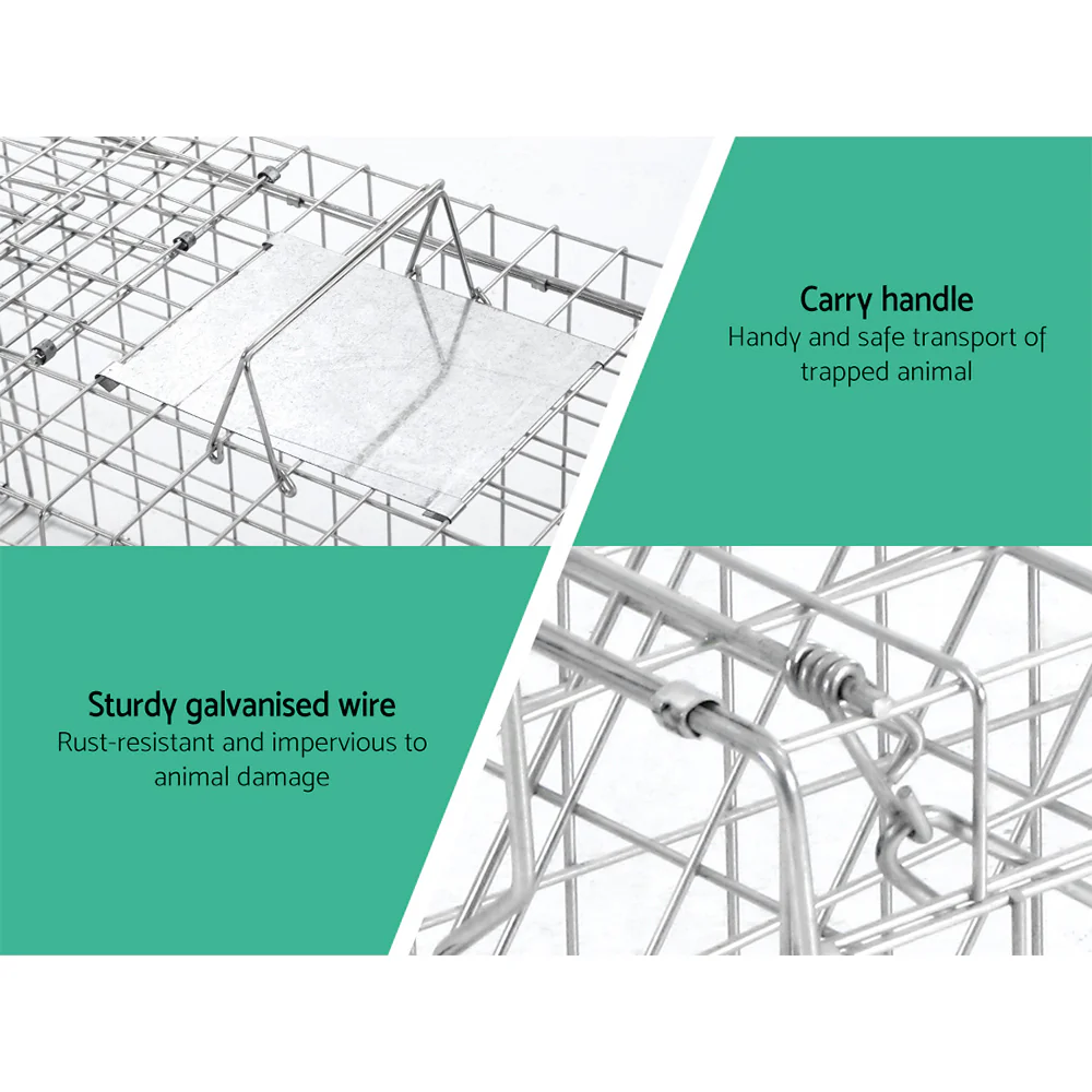Humane Animal Trap Cage 150x50x53cm - Silver - Nurns