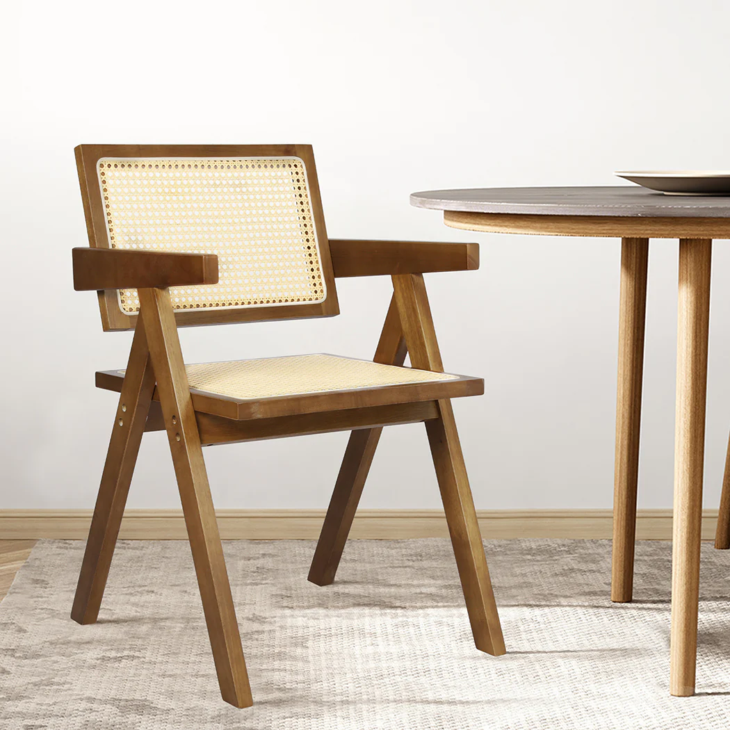 Elowen Wicker Armchair Dining Chair - Walnut - Nurns
