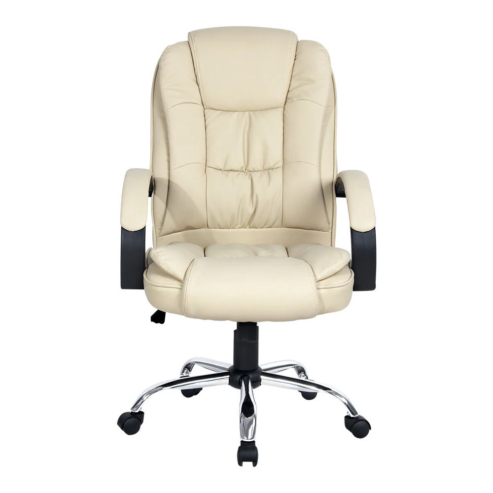 Artiss Executive Office Chair Leather Tilt Beige - Nurns