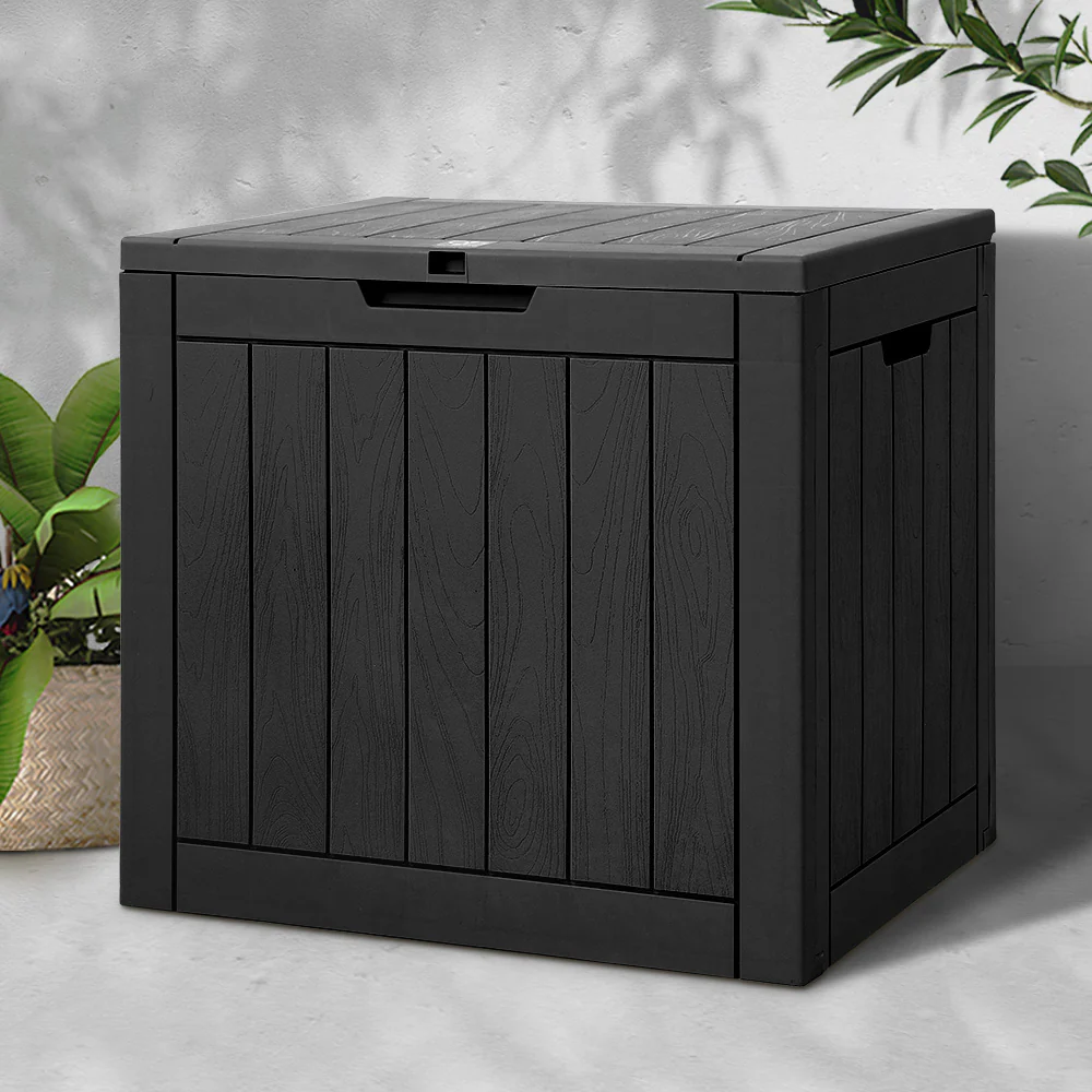 Outdoor Storage Box 118L Container Lockable Garden Toy Tool Shed - Black - Nurns