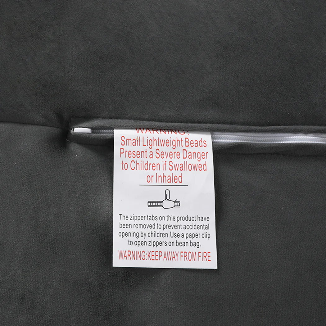 Bean Bag Chair Cover Soft Velvet Home Game Seat Lazy Sofa Cover Large - Dark Grey - Nurns