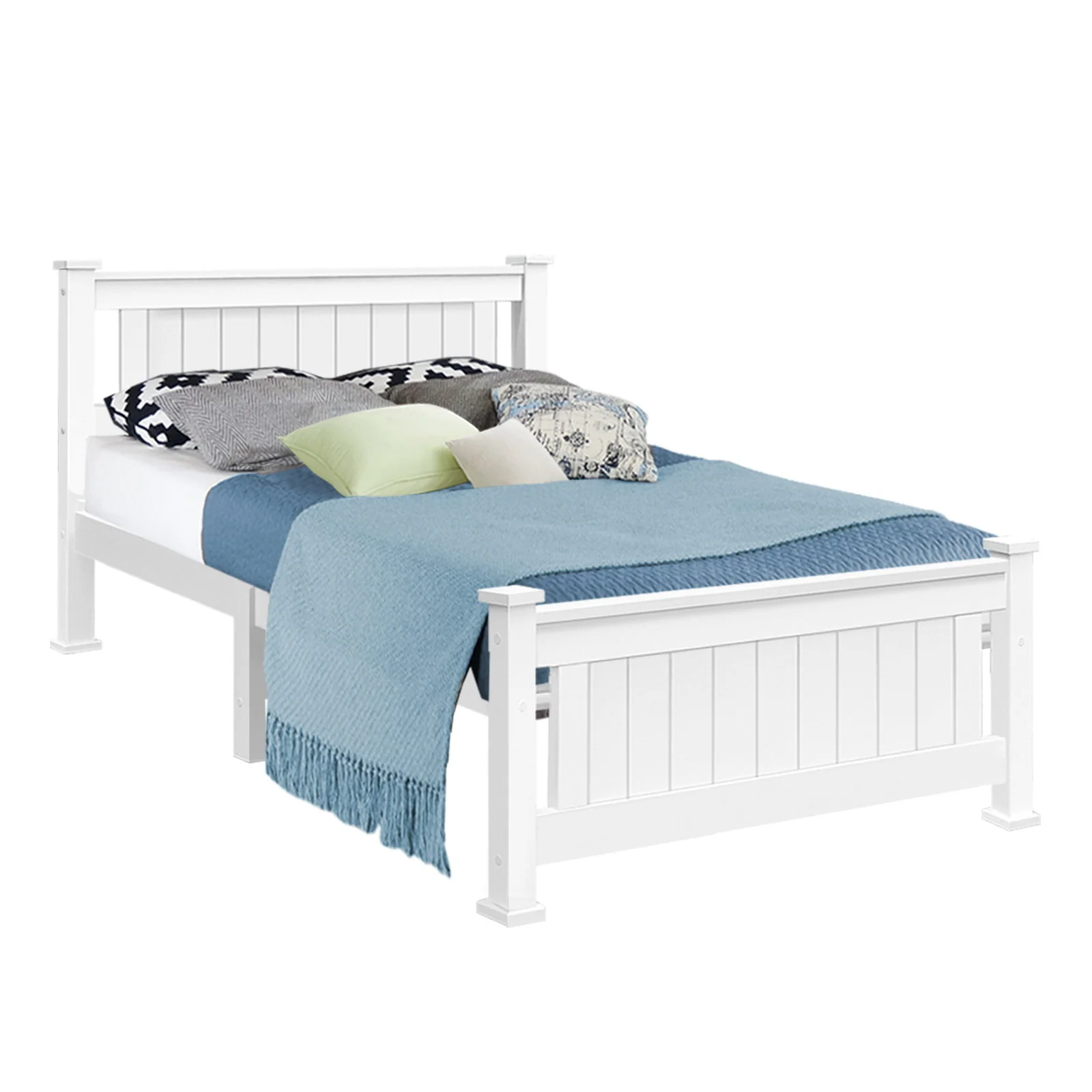 Mystique Wooden Bed Frame no Drawers - White King Single - Nurns
