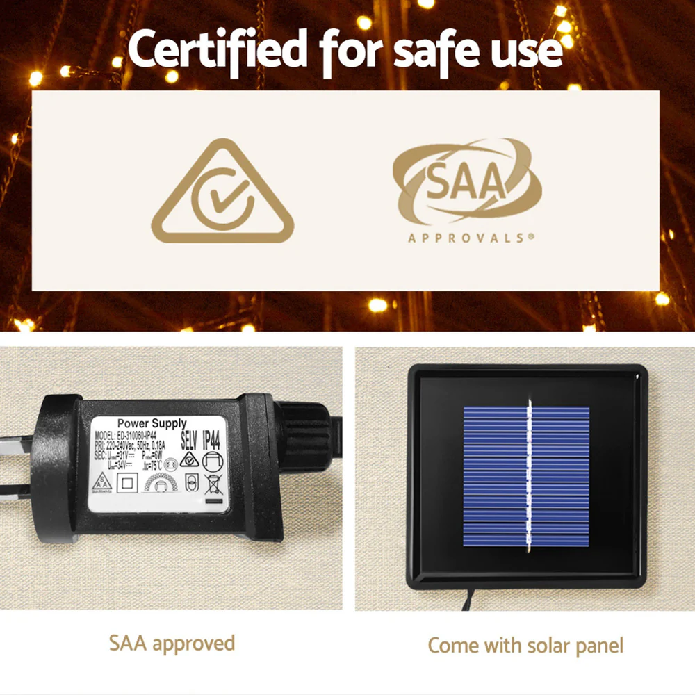 7ft 2.1m 264 LED Solar Christmas Tree Xmas Tree Decorations 8 Light Modes - Warm White - Nurns