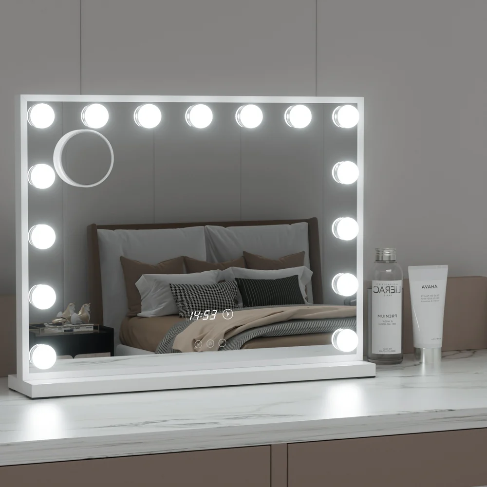 Makeup Mirror Hollywood 58x45cm 15 LED Time - Nurns