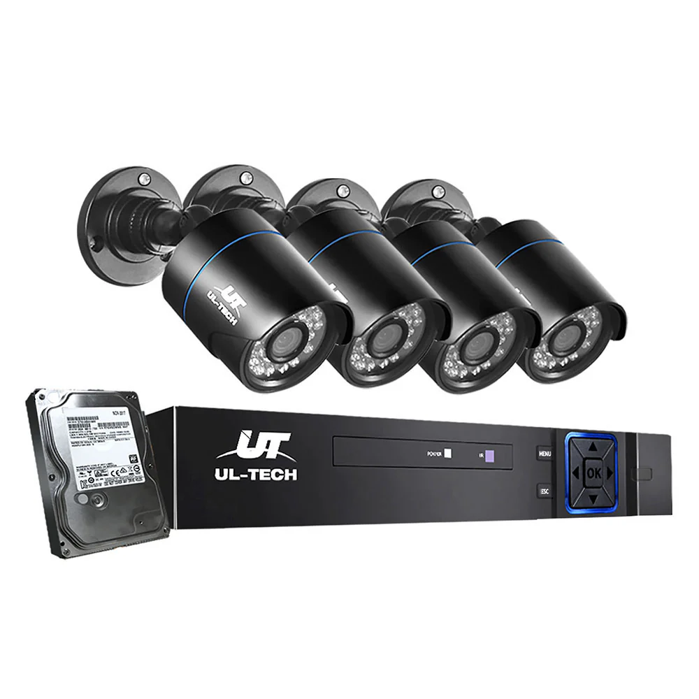 CCTV Security System 4CH DVR 4 Cameras 4TB Hard Drive - Nurns