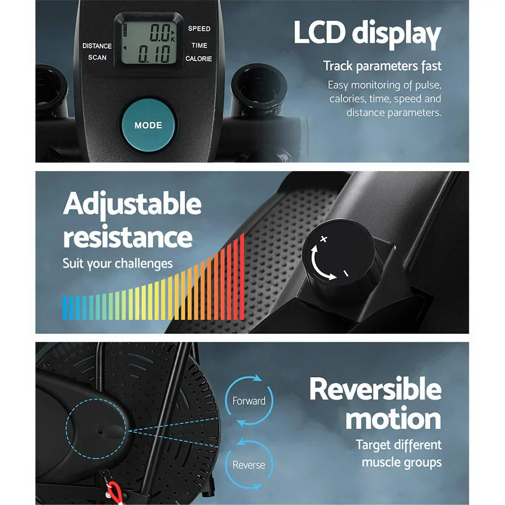 Everfit Exercise Bike 4 in 1 Elliptical Cross Trainer Home Gym Indoor Cardio - Nurns