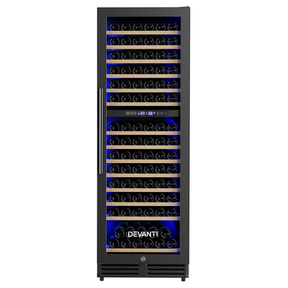 Devanti Wine Fridge Cooler Dual Zone 154 Bottles - Nurns