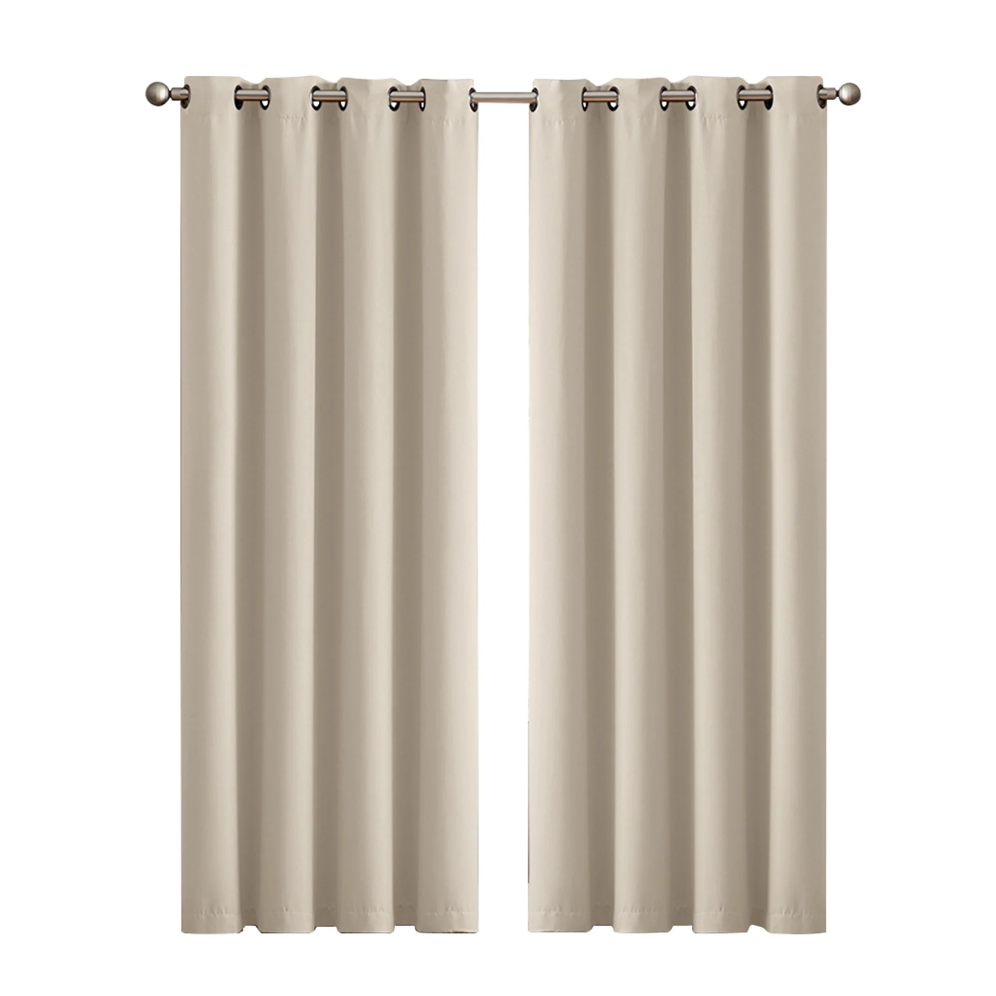 Set of 2 132x213cm Blockout Curtains Panels 3 Layers - Beige - Nurns