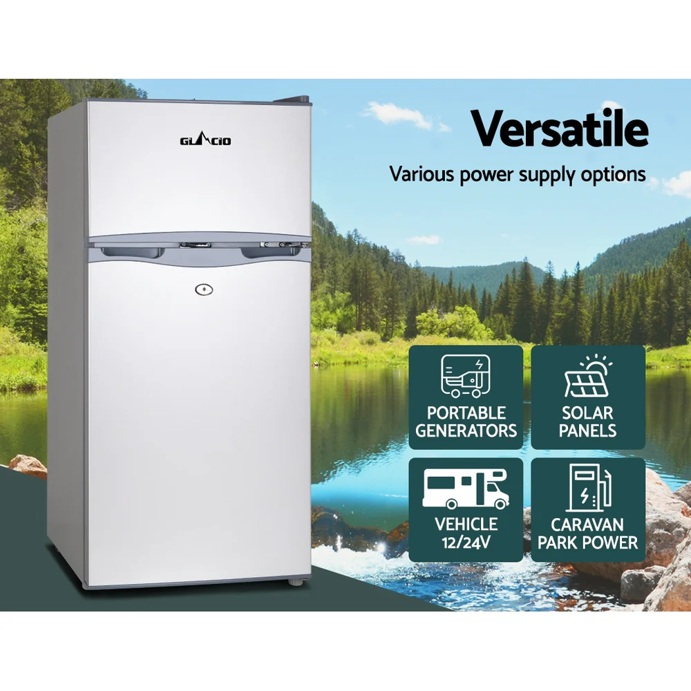 Glacio 100L Portable Fridge Freezer Bar Upright 12V/24V/240V Camping Caravan - Nurns