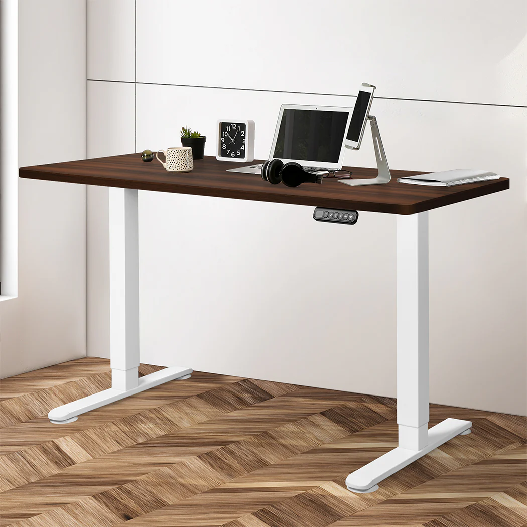 Levede Motorised Standing Desk Adjustable 140cm Walnut 1000x 1mm - Nurns