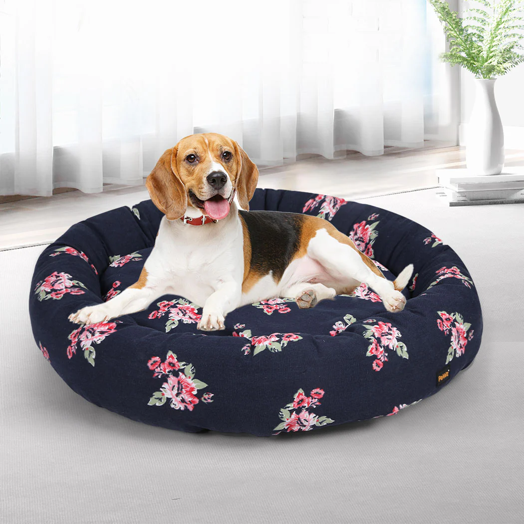 LARGE Dog Beds Washable Calming Pet Bedding - Navy - Nurns