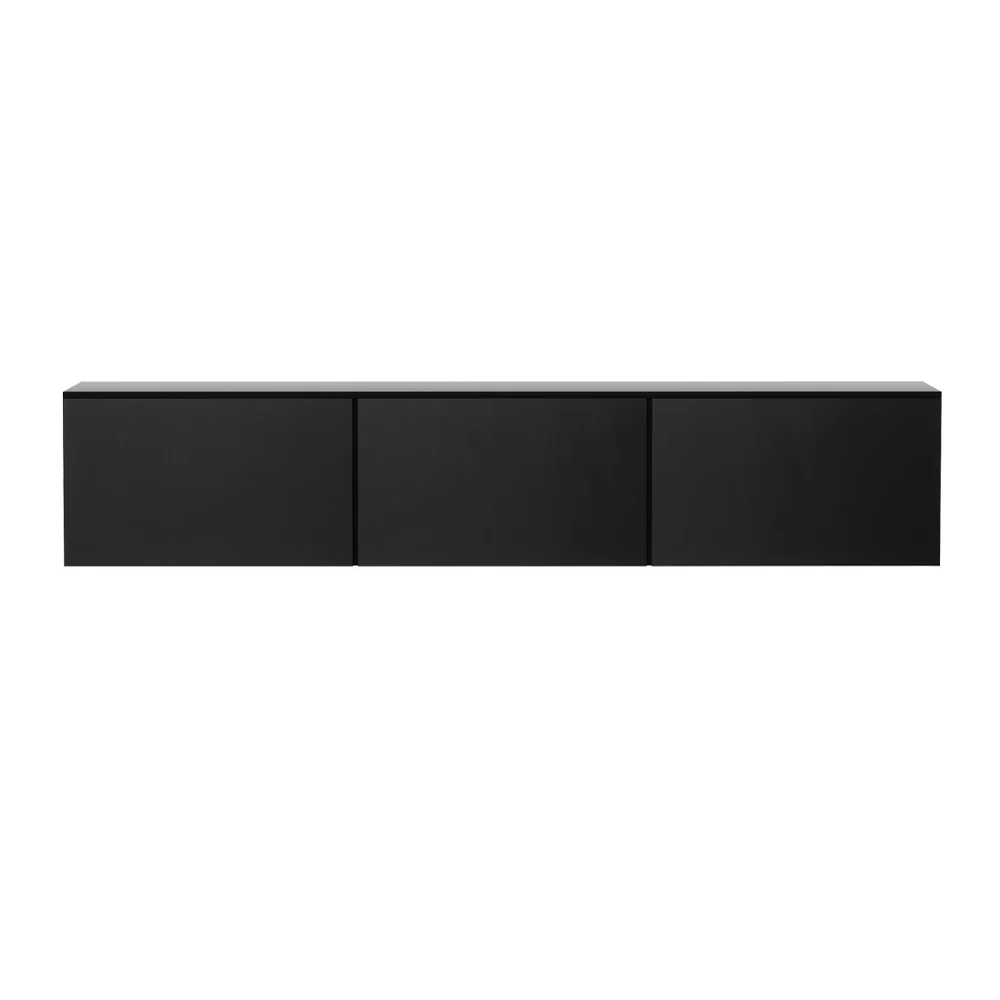 Emberlyn 200cm Floating Entertainment Unit TV Cabinet High Glossy Black 3 Cabinets - Black - Nurns