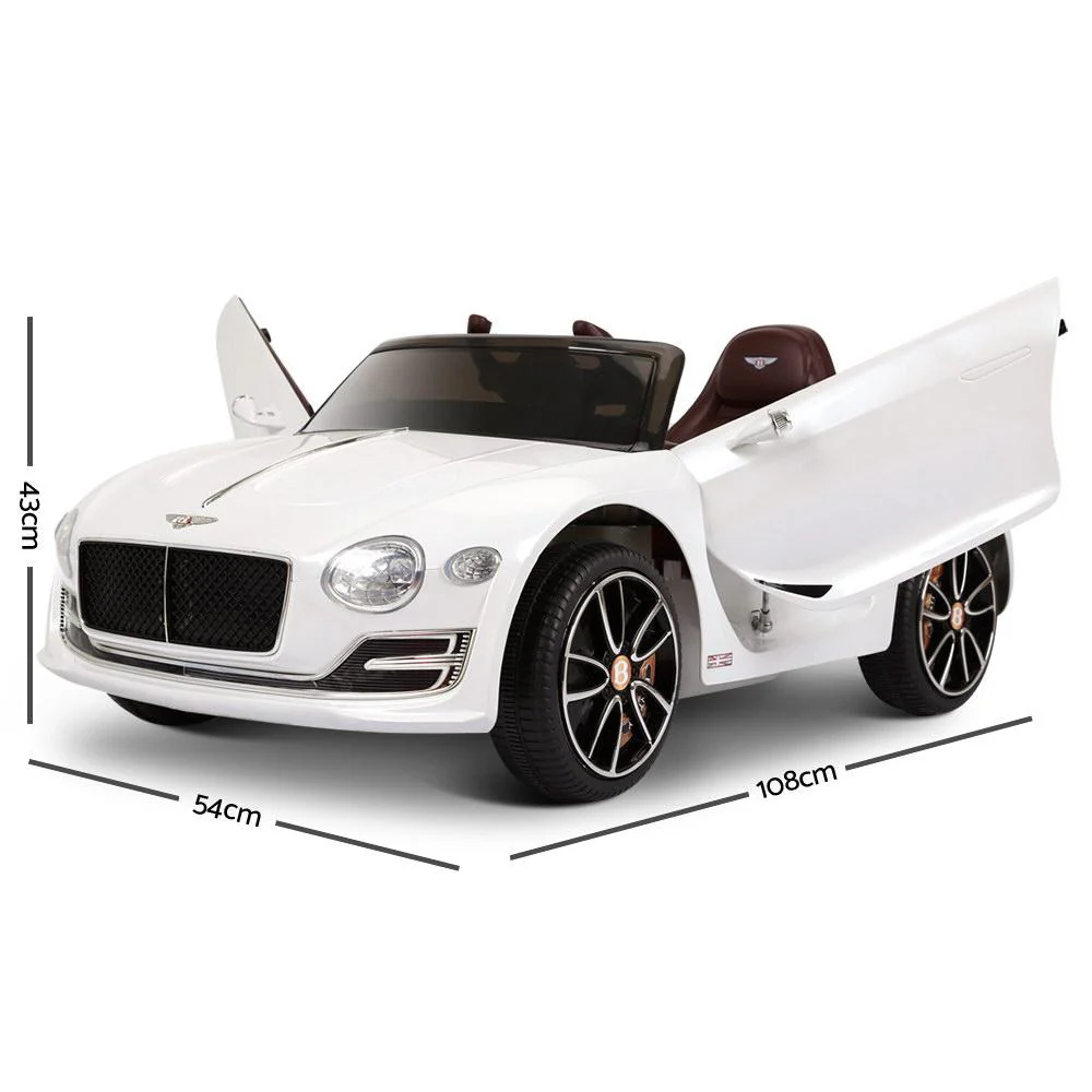 Bentley Kids Ride on Car Licensed Electric Toys 12V Battery Remote Cars - White - Nurns