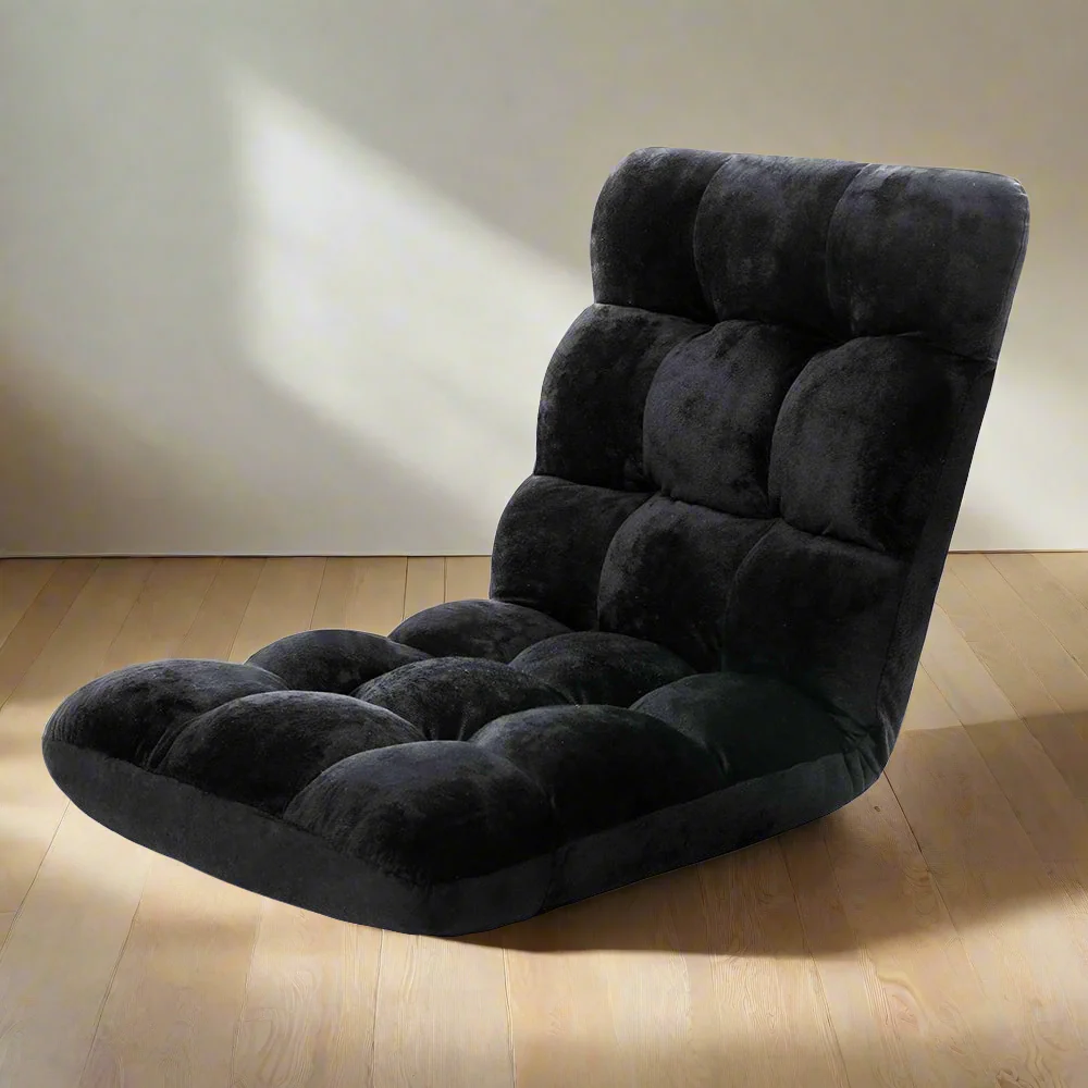 Marget Chaise Futon Folding Floor Sofa Bed Recliner - Black - Nurns