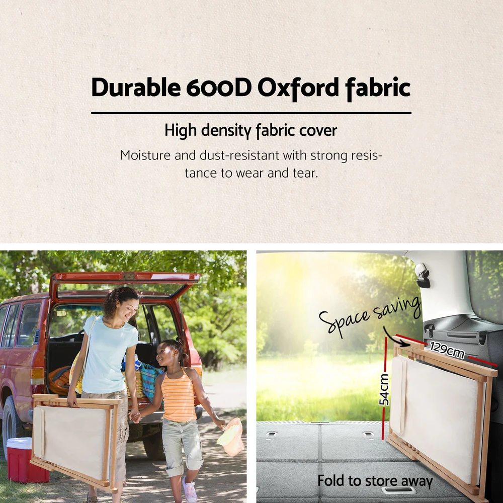 Damien Outdoor Chairs Sun Lounge Deck Beach Chair Folding Wooden Patio Furniture - Beige - Nurns