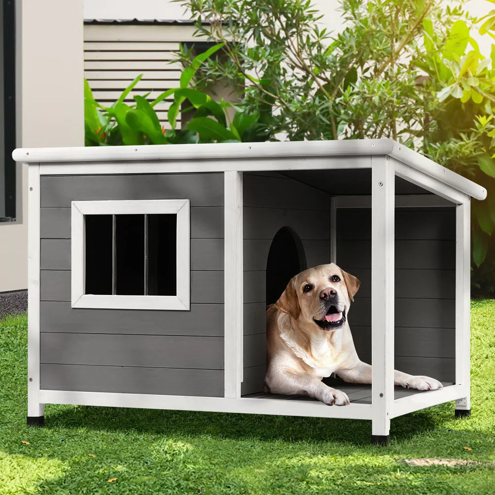 Dog Kennel House Wooden Outdoor Pet Kennels Indoor Puppy Cabin Log Large - Nurns