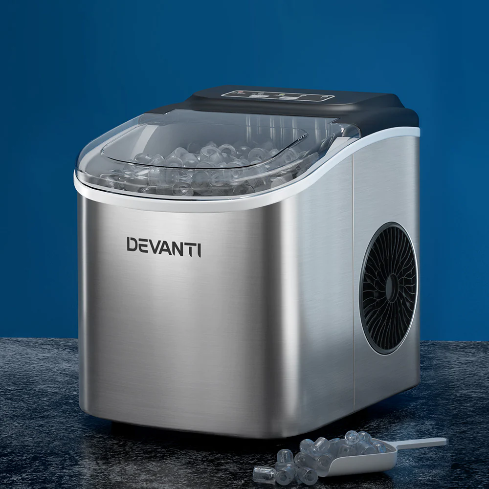 Devanti 12kg Ice Maker Machine with Self Cleaning Silver - Nurns