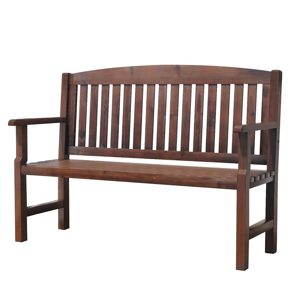 Emeric Outdoor Garden Bench Seat Wooden Chair Patio Furniture Timber Lounge - Brown - Nurns