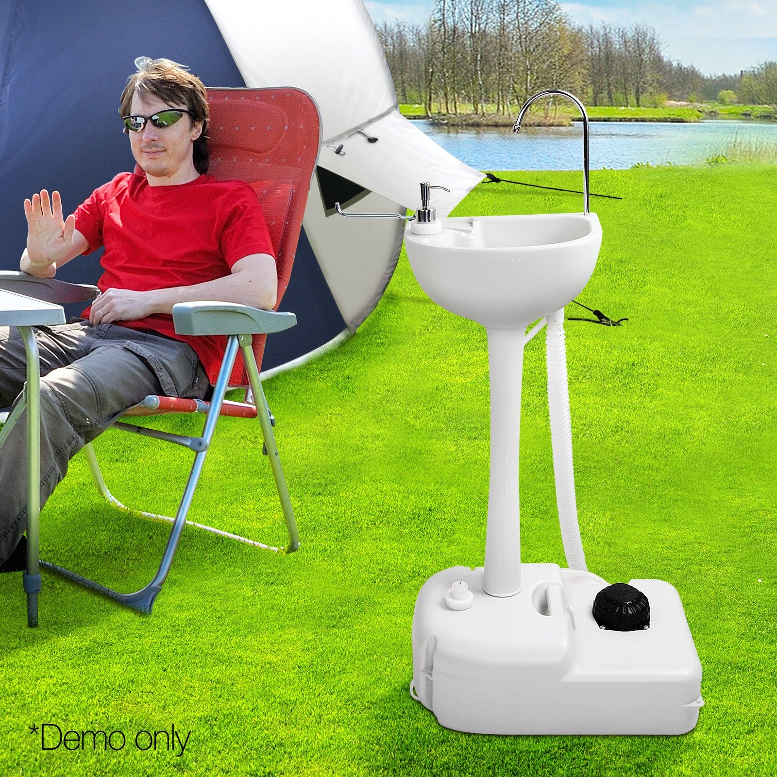 Camping Basin Portable Hand Wash Sink Stand 19L Capacity - Nurns