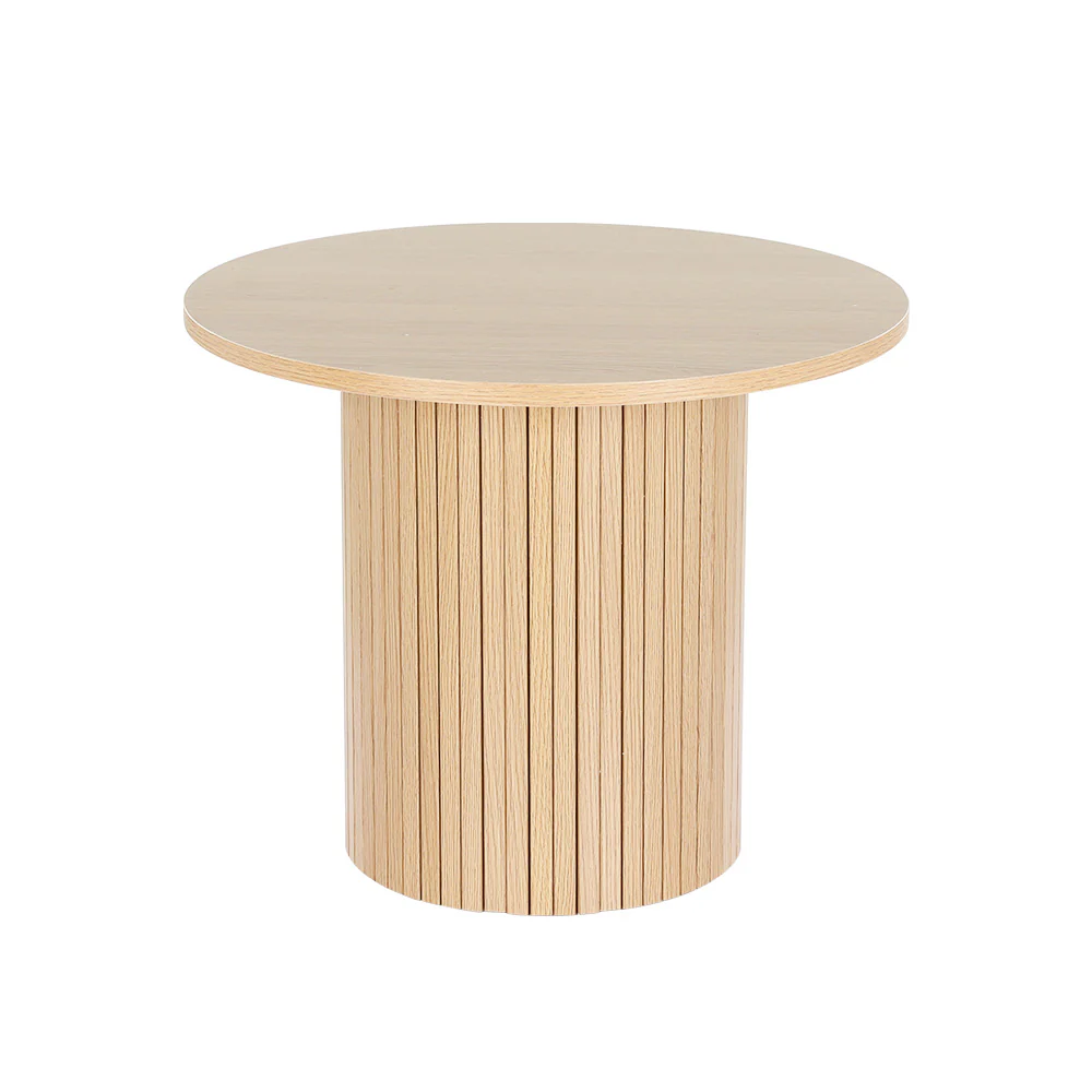 Iasonas Round Side End Table Fluted Base - Wood - Nurns