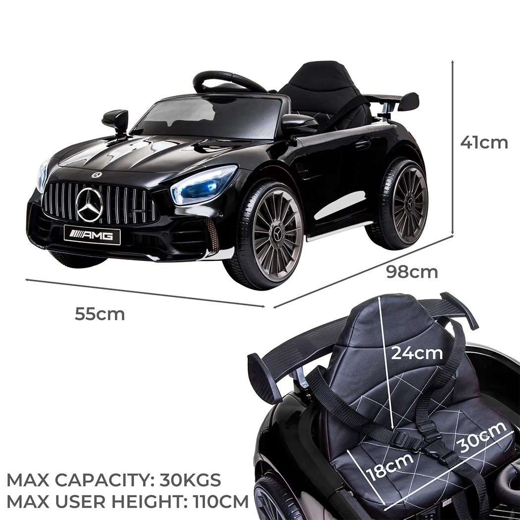 Kids Ride On Car 12V Battery Mercedes-Benz Licensed AMG GTR Toy Remote Control - Black - Nurns