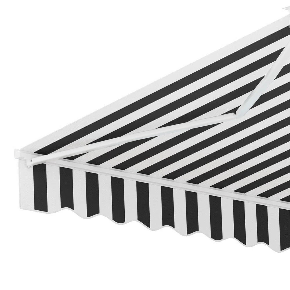 Instahut Retractable Folding Arm Awning Motorised Sunshade 3Mx2.5M Grey White - Nurns
