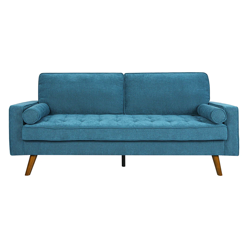 Maylee 3-Seater Fabric Sofa Armchair Couch 191cm Wide - Blue - Nurns