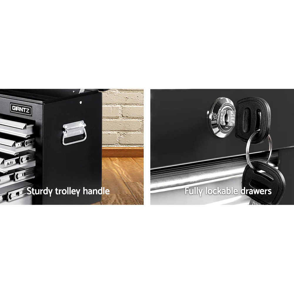 9 Drawer Mechanic Tool Box Cabinet Storage - Black & Grey - Nurns