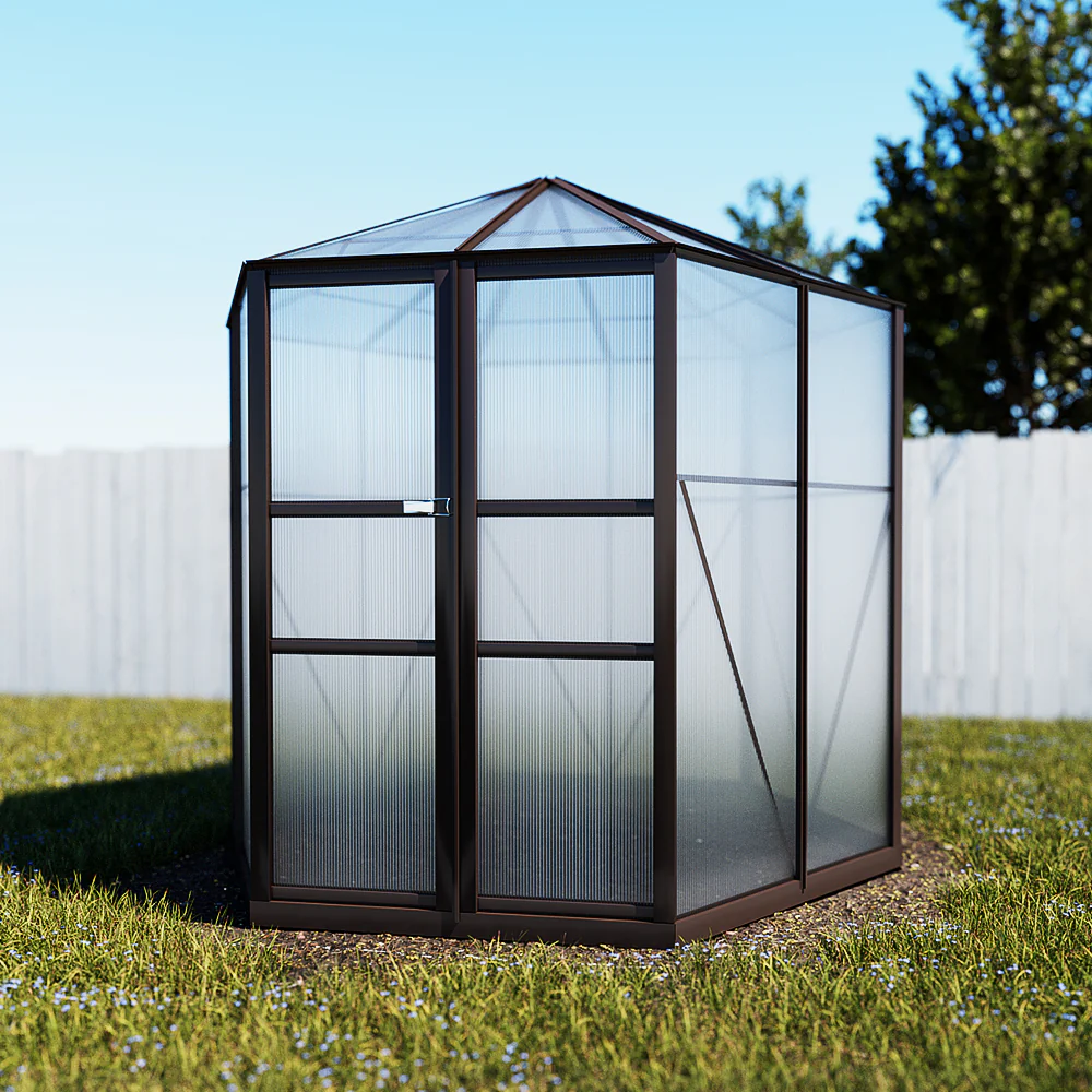 Greenfingers Greenhouse 2.4x2.1x2.32M Aluminium Polycarbonate Green House Garden Shed - Nurns