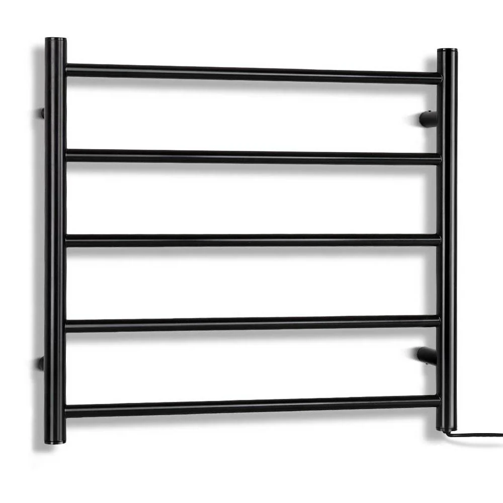 Electric Heated Towel Rail Rack 5 Bars Wall Mounted Clothes Dry Warmer - Nurns