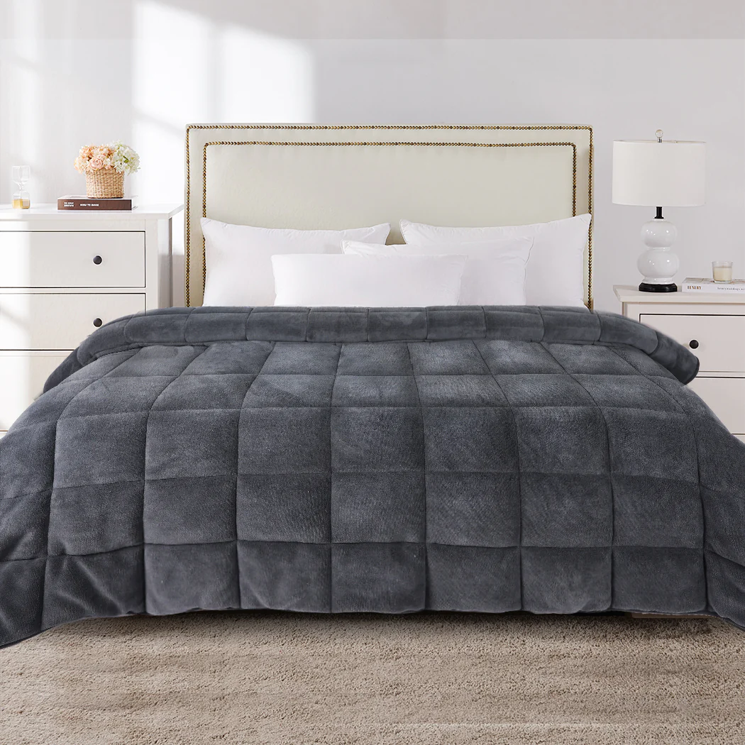 Queen Dreamz Quilt Doona Comforter Blanket Grey - Nurns