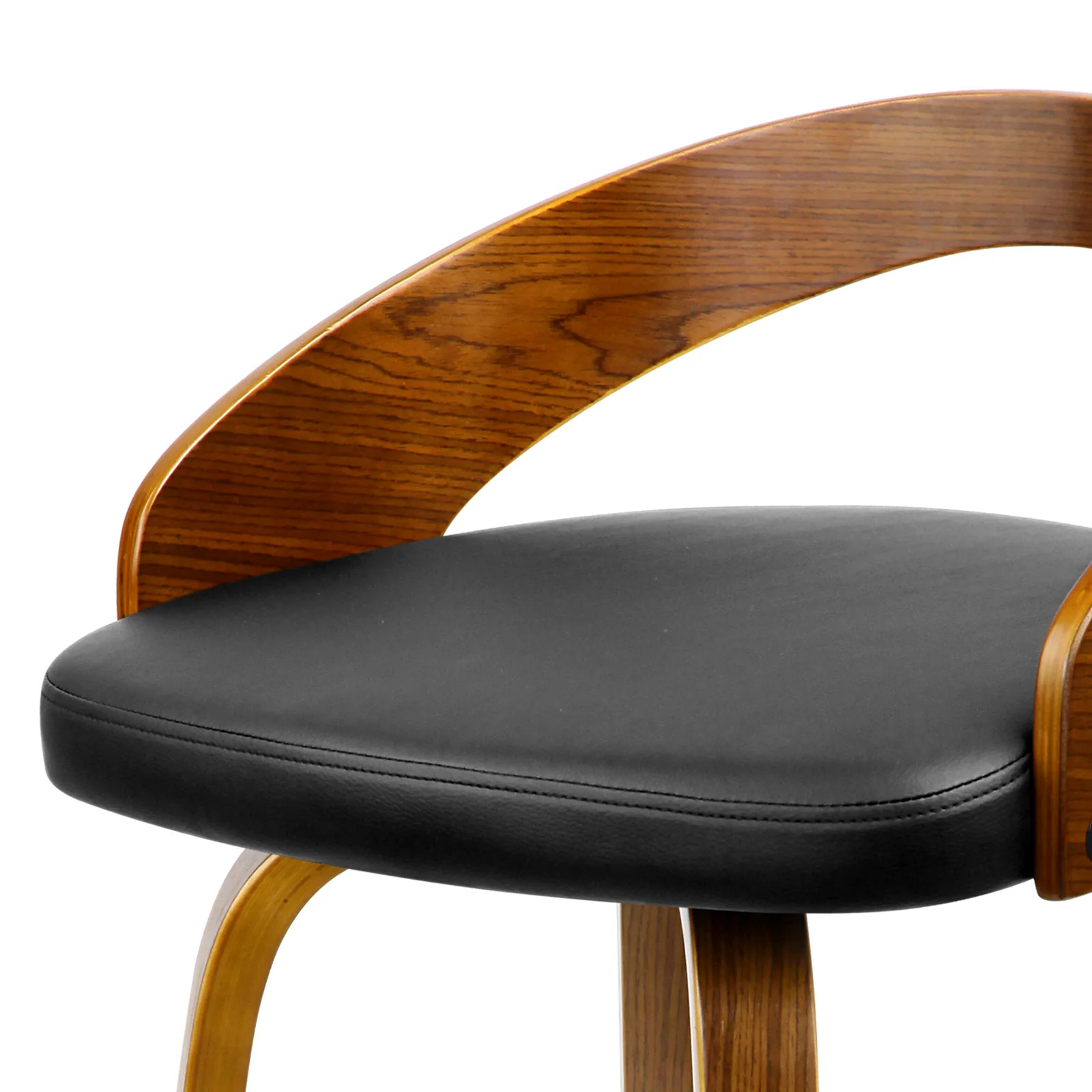 Set of 2 Alicante Walnut Wood Bar Stools - Black & Brown - Nurns