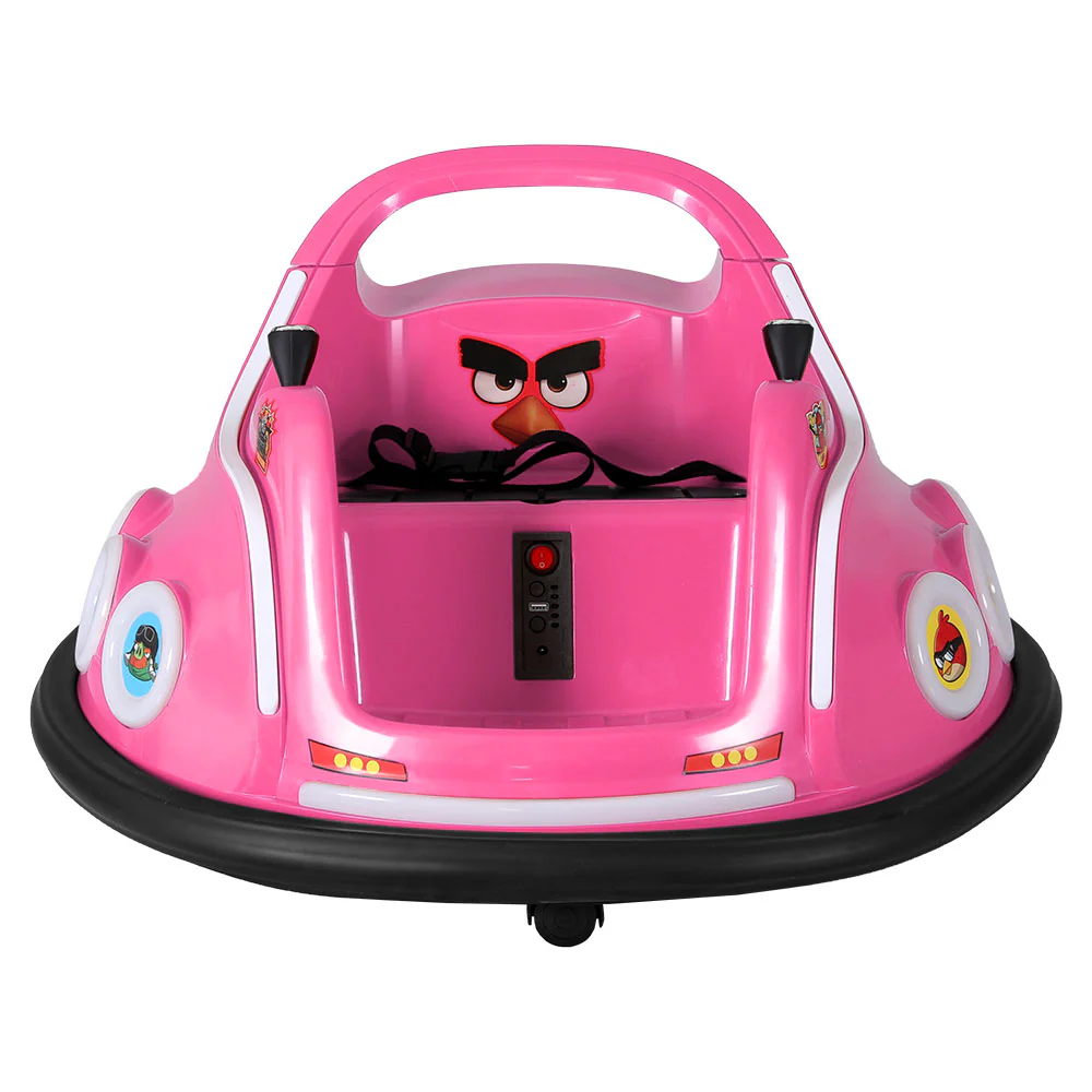 Kids Ride On Car Bumper Electric Ride On Cars Light Remote Angry Birds Sticker - Pink - Nurns